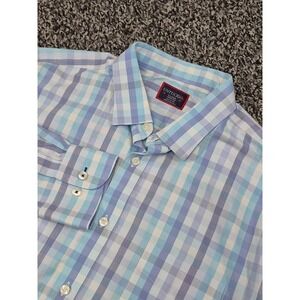 UNTUCKit Long Sleeve Shirt Mens XL Blue Plaid Canaletto WF Cotton Button Up